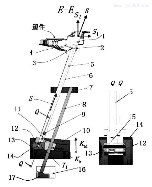 圖 3 斜導(dǎo)柱增強(qiáng)復(fù)合斜頂機(jī)構(gòu)